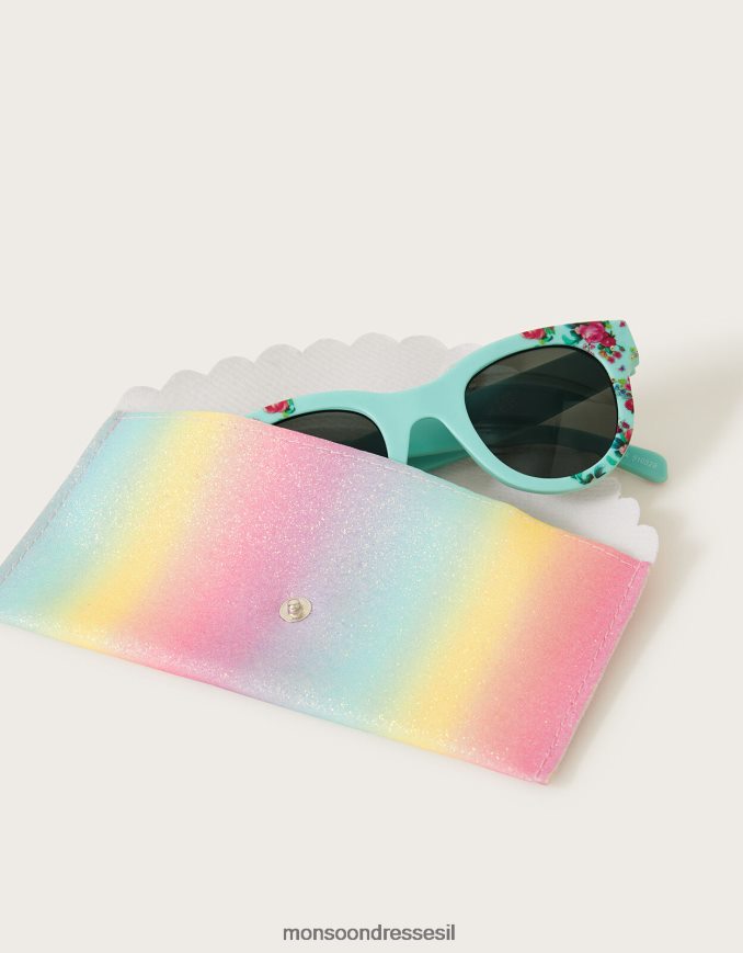 אבזר Monsoon משקפי שמש בהדפס פרחוני עם נרתיק קשת בענן מְעוּדָן יְלָדִים HTJ0TZ2798
