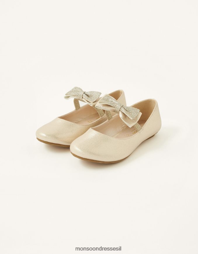 הַנעָלָה Monsoon בלרינה שטוחות קשת עם מרקם זהב ילדה HTJ0TZ2808