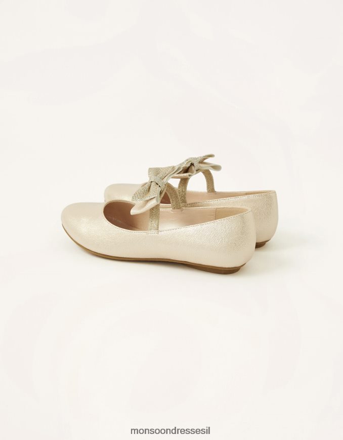 הַנעָלָה Monsoon בלרינה שטוחות קשת עם מרקם זהב ילדה HTJ0TZ2808