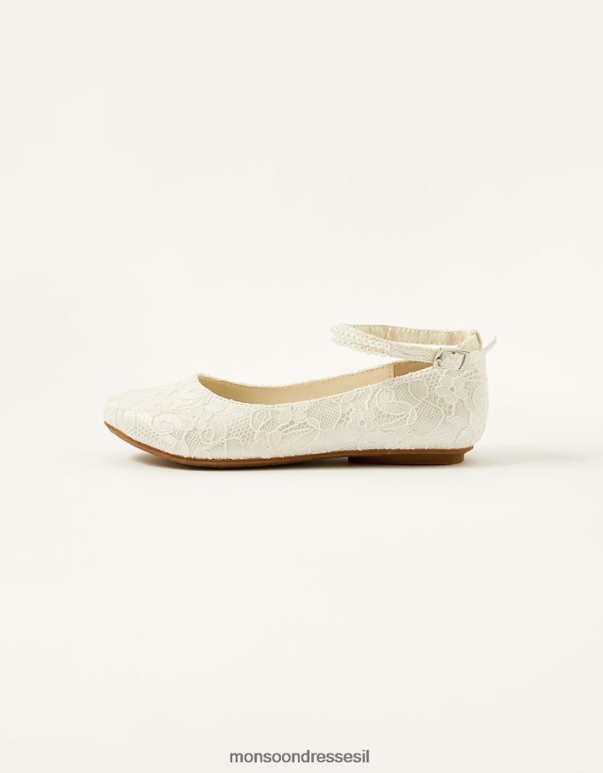 הַנעָלָה Monsoon דירות בלרינה תחרה פנינה שֶׁנהָב ילדה HTJ0TZ2812