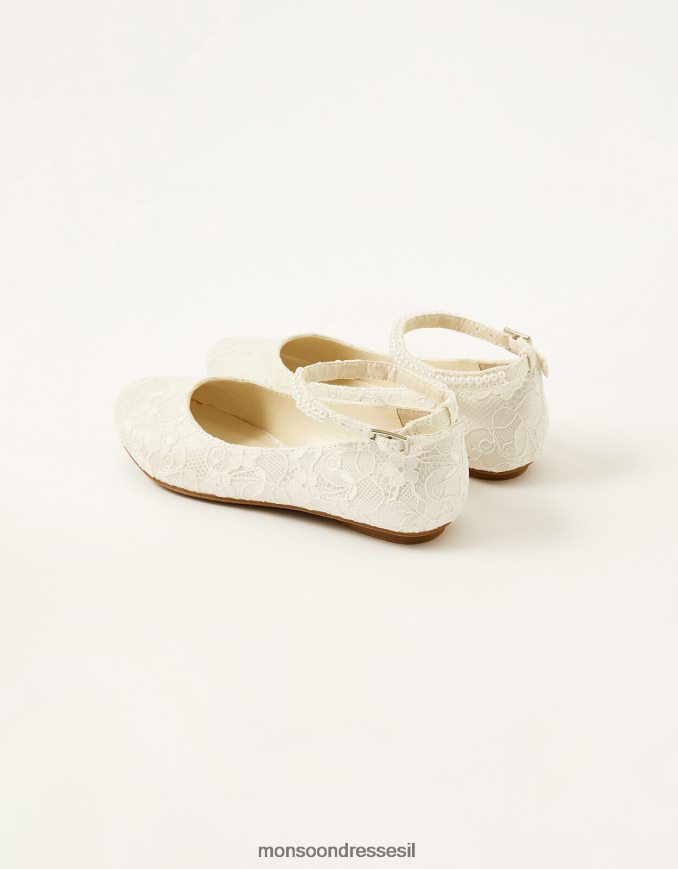 הַנעָלָה Monsoon דירות בלרינה תחרה פנינה שֶׁנהָב ילדה HTJ0TZ2812