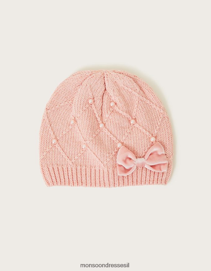 אבזר Monsoon כובע כבל סרוג בכבלים פנינה מפוליאסטר ממוחזר וָרוֹד יְלָדִים HTJ0TZ2814