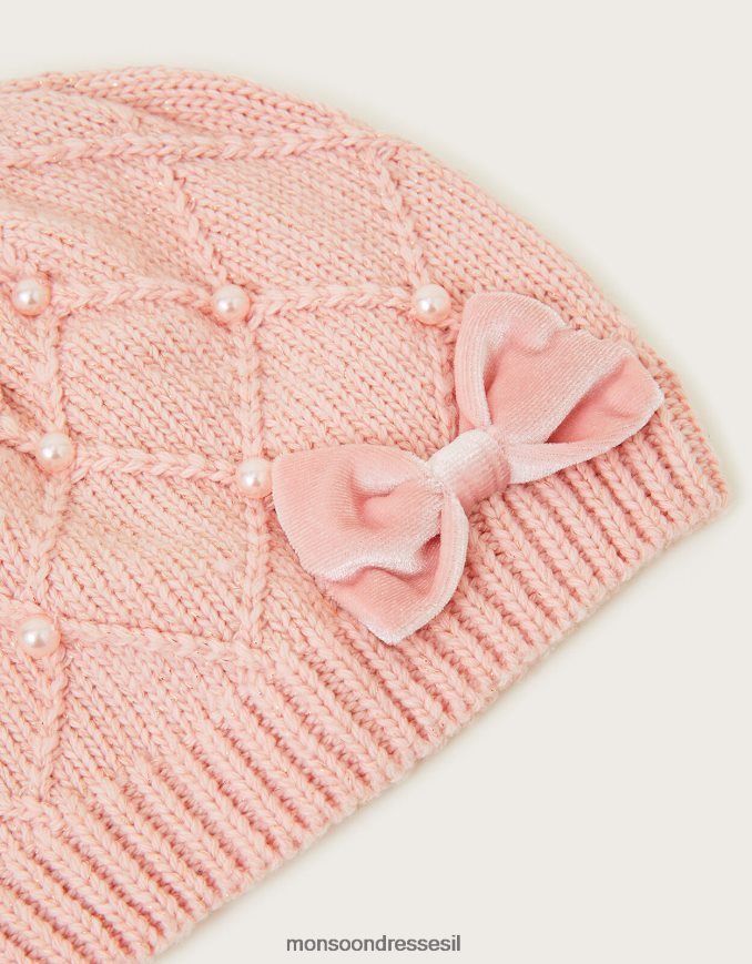 אבזר Monsoon כובע כבל סרוג בכבלים פנינה מפוליאסטר ממוחזר וָרוֹד יְלָדִים HTJ0TZ2814