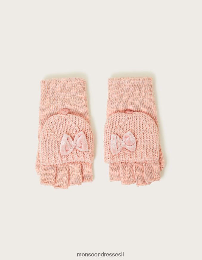 אבזר Monsoon כפפות סרוגות בכבלים עם כיסוי עם פוליאסטר ממוחזר וָרוֹד יְלָדִים HTJ0TZ2817