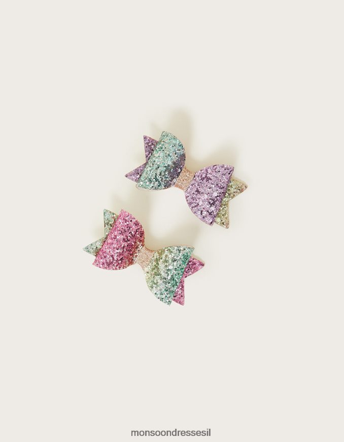 אבזר Monsoon אטבי שיער נצנצים קשת בענן סט של שניים מְעוּדָן ילדה HTJ0TZ2835