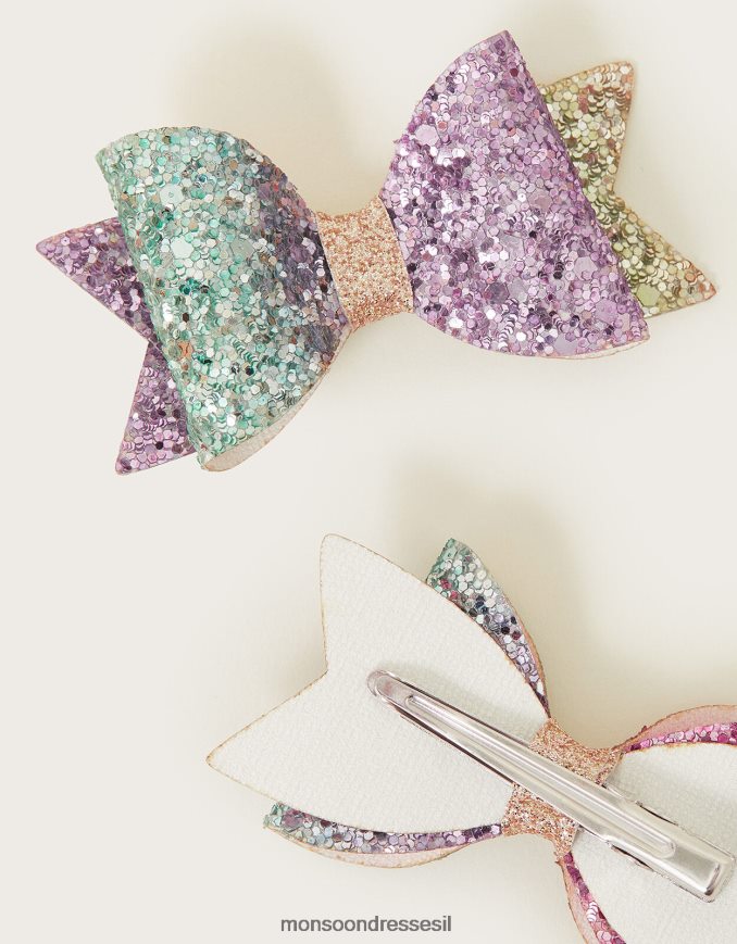 אבזר Monsoon אטבי שיער נצנצים קשת בענן סט של שניים מְעוּדָן ילדה HTJ0TZ2835