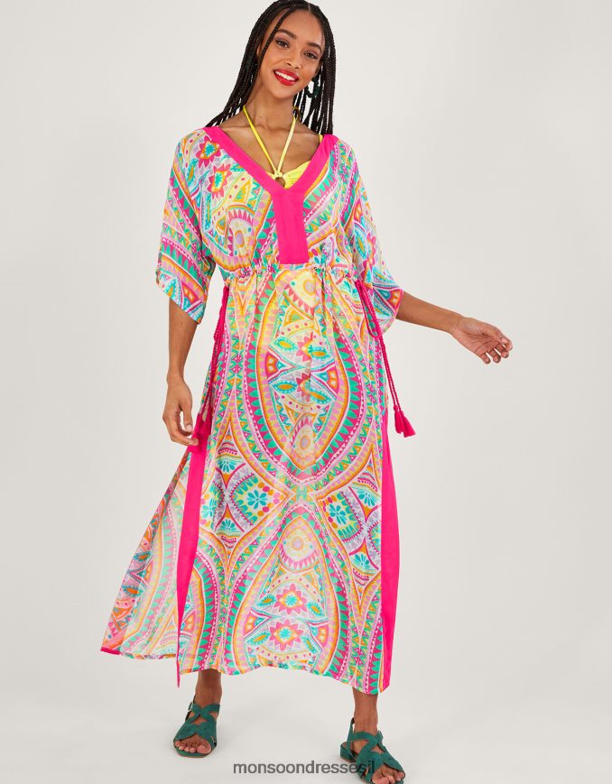 הַלבָּשָׁה Monsoon הדפס פסיפס מקסי קפטן וָרוֹד נשים HTJ0TZ284