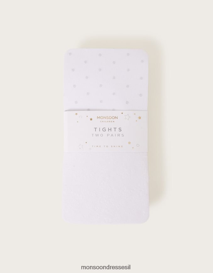 אבזר Monsoon סט טייץ נקודתי בארוק ונוצץ של שניים כסף ילדה HTJ0TZ2847