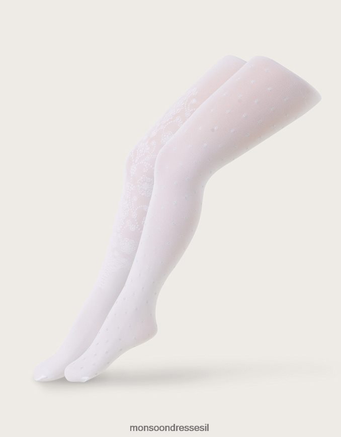 אבזר Monsoon סט טייץ נקודתי בארוק ונוצץ של שניים כסף ילדה HTJ0TZ2847