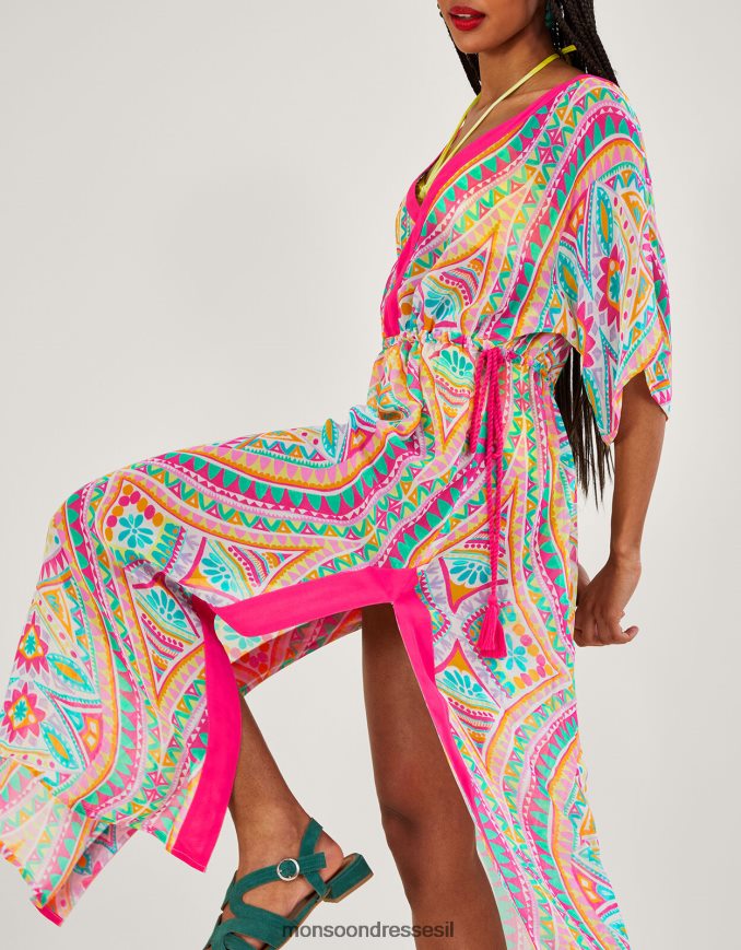 הַלבָּשָׁה Monsoon הדפס פסיפס מקסי קפטן וָרוֹד נשים HTJ0TZ284