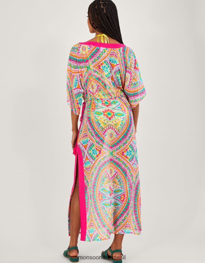 הַלבָּשָׁה Monsoon הדפס פסיפס מקסי קפטן וָרוֹד נשים HTJ0TZ284