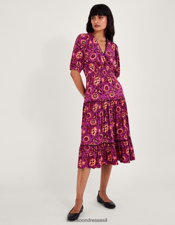 הַלבָּשָׁה Monsoon שמלת מידי פרחונית של פיפי וָרוֹד נשים HTJ0TZ285