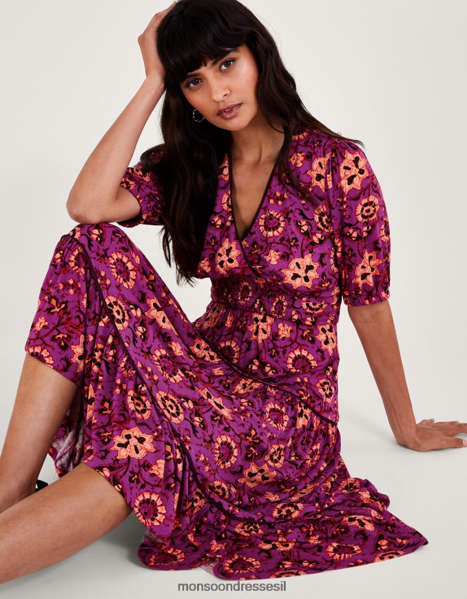 הַלבָּשָׁה Monsoon שמלת מידי פרחונית של פיפי וָרוֹד נשים HTJ0TZ285