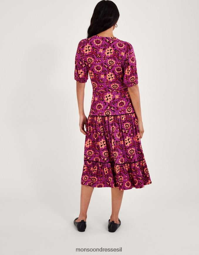 הַלבָּשָׁה Monsoon שמלת מידי פרחונית של פיפי וָרוֹד נשים HTJ0TZ285