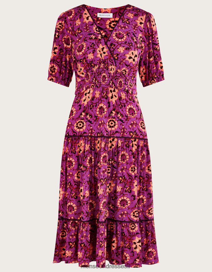 הַלבָּשָׁה Monsoon שמלת מידי פרחונית של פיפי וָרוֹד נשים HTJ0TZ285