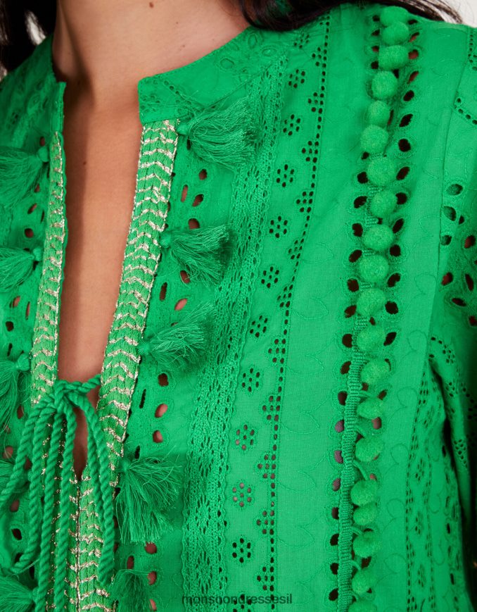 הַלבָּשָׁה Monsoon שמלת קפטן ציצית מתכתית ירוק נשים HTJ0TZ295