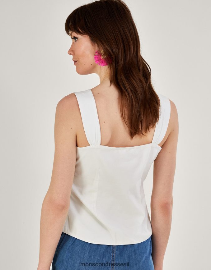 הַלבָּשָׁה Monsoon טופ קאמי מכופתרת שֶׁנהָב נשים HTJ0TZ300