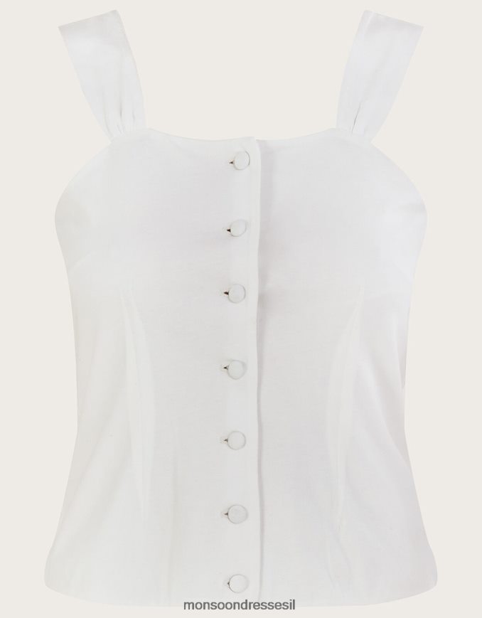 הַלבָּשָׁה Monsoon טופ קאמי מכופתרת שֶׁנהָב נשים HTJ0TZ300