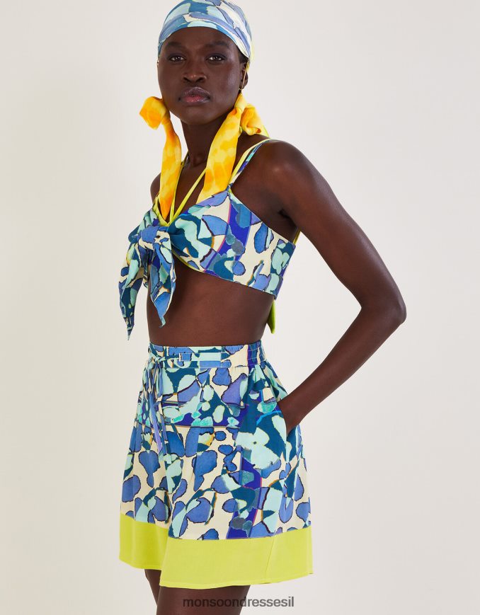 הַלבָּשָׁה Monsoon מכנסי הדפס מופשטים כחול (טורקיז) נשים HTJ0TZ302