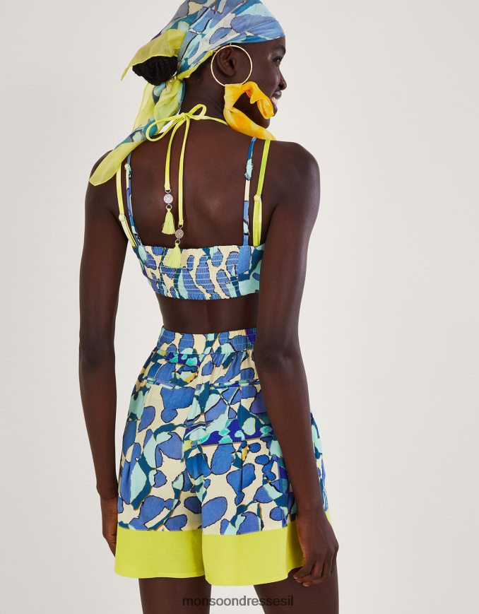 הַלבָּשָׁה Monsoon מכנסי הדפס מופשטים כחול (טורקיז) נשים HTJ0TZ302