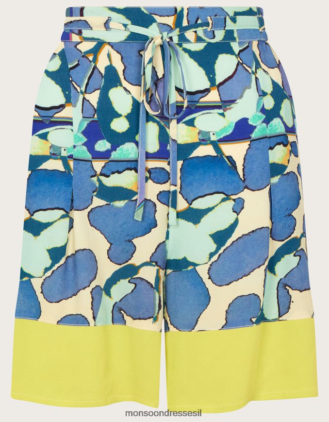 הַלבָּשָׁה Monsoon מכנסי הדפס מופשטים כחול (טורקיז) נשים HTJ0TZ302