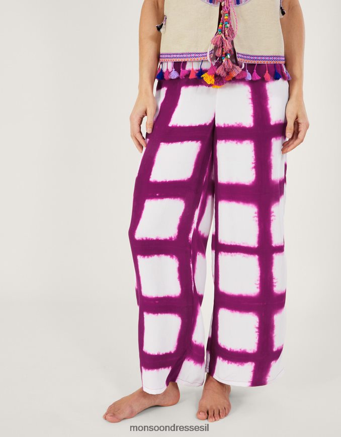 הַלבָּשָׁה Monsoon מכנסיים צבעוניים לקשירה עם ציצית וָרוֹד נשים HTJ0TZ303