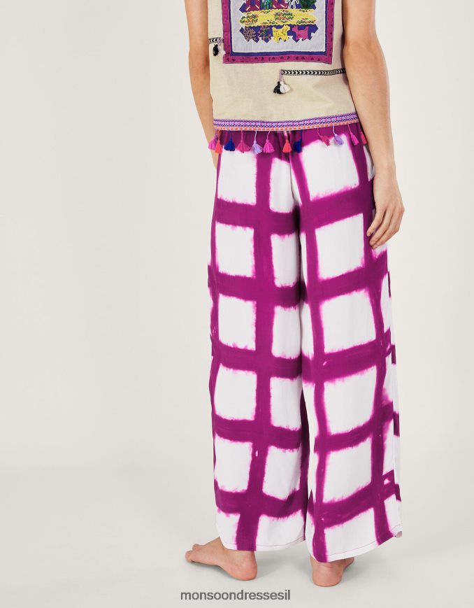 הַלבָּשָׁה Monsoon מכנסיים צבעוניים לקשירה עם ציצית וָרוֹד נשים HTJ0TZ303