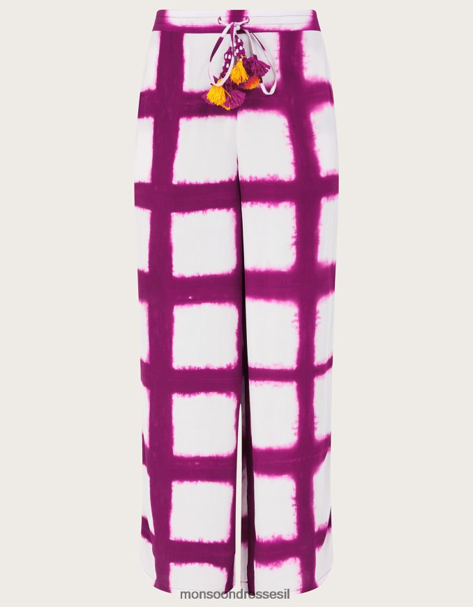 הַלבָּשָׁה Monsoon מכנסיים צבעוניים לקשירה עם ציצית וָרוֹד נשים HTJ0TZ303