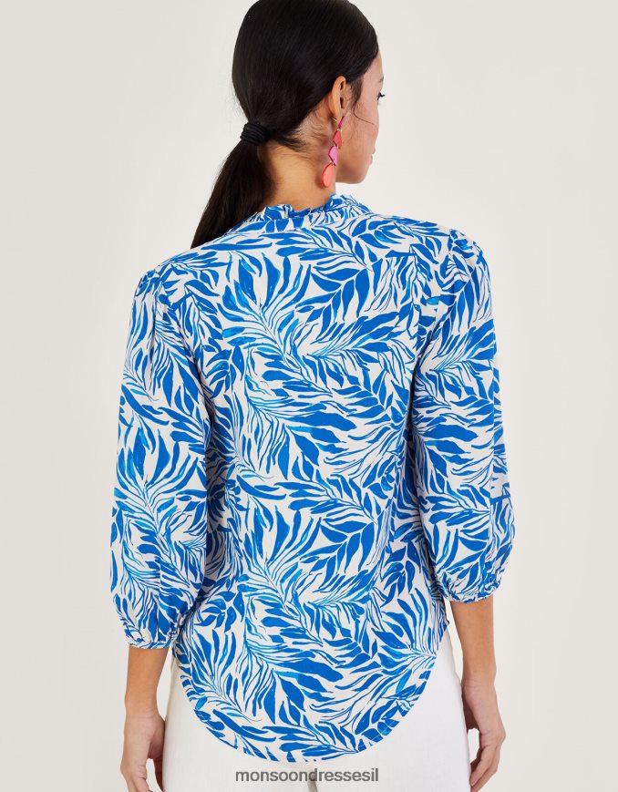 הַלבָּשָׁה Monsoon חולצה בהדפס עלי פלורנס בוויסקוזה בר-קיימא כְּחוֹל נשים HTJ0TZ304