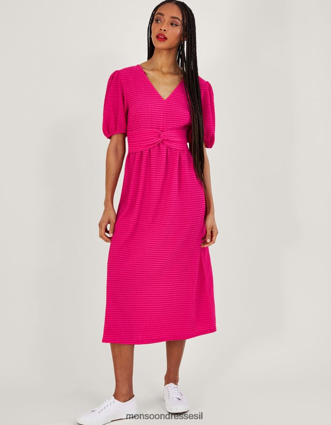 הַלבָּשָׁה Monsoon שמלת מידי ג'רזי עם טוויסט וָרוֹד נשים HTJ0TZ308