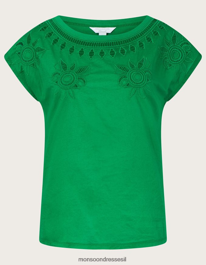 הַלבָּשָׁה Monsoon חולצת טריקו פרחונית בגזרה ירוק נשים HTJ0TZ309