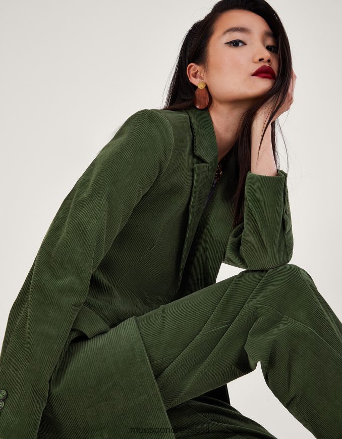 הַלבָּשָׁה Monsoon ז'קט חליפת בלייזר כבל ירוק נשים HTJ0TZ30
