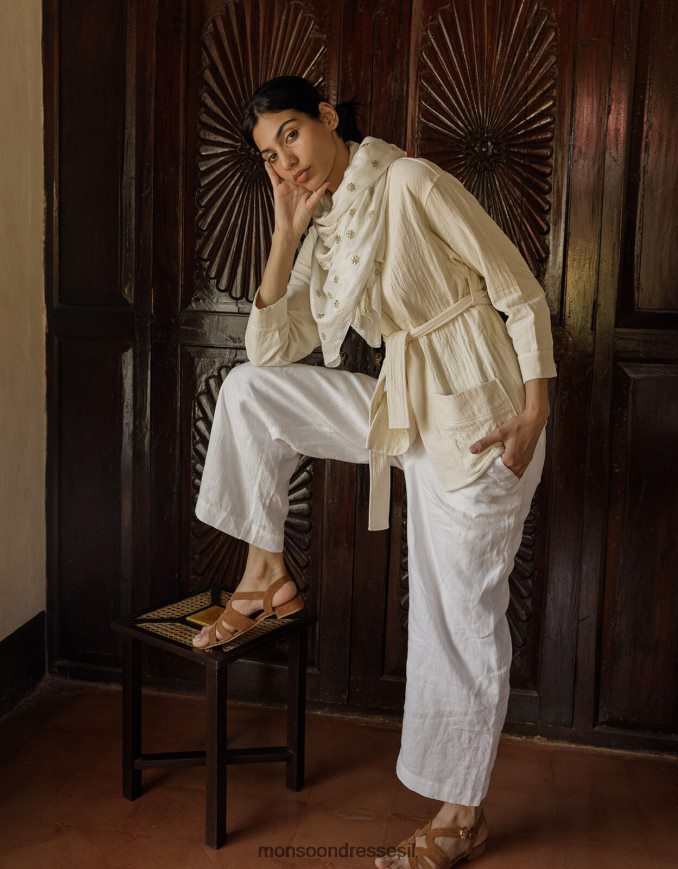 הַלבָּשָׁה Monsoon מעיל כיס רגיל קרם נשים HTJ0TZ310