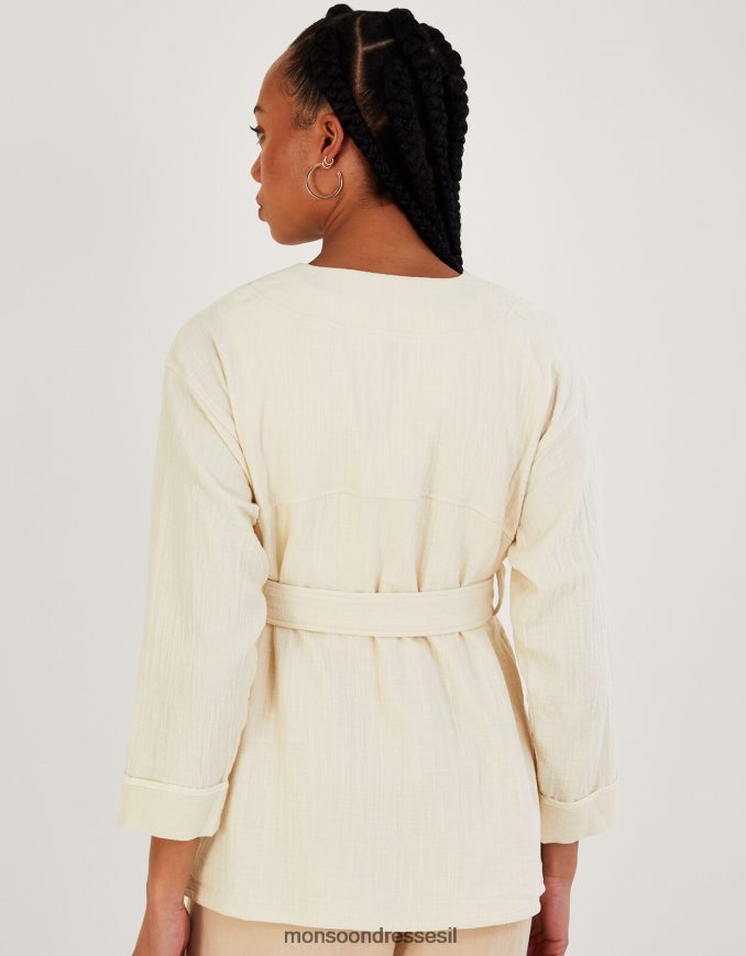 הַלבָּשָׁה Monsoon מעיל כיס רגיל קרם נשים HTJ0TZ310