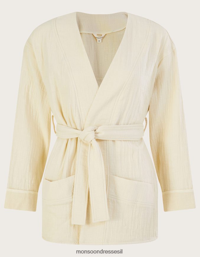 הַלבָּשָׁה Monsoon מעיל כיס רגיל קרם נשים HTJ0TZ310