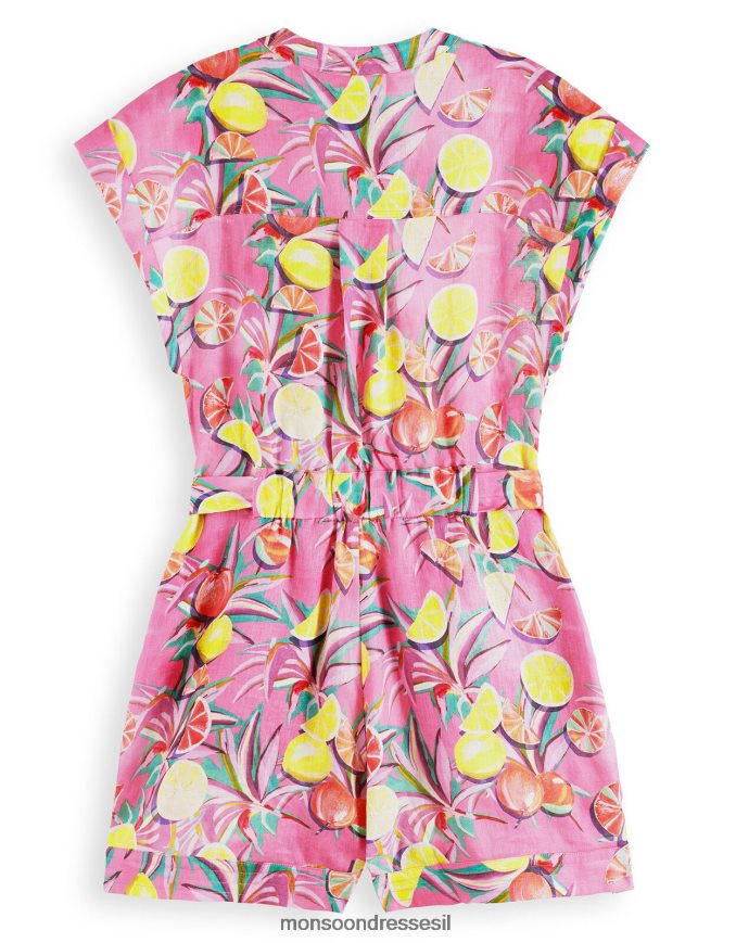 הַלבָּשָׁה Monsoon חליפת משחק בפשתן בהדפס סקוץ' וסודה וָרוֹד נשים HTJ0TZ312