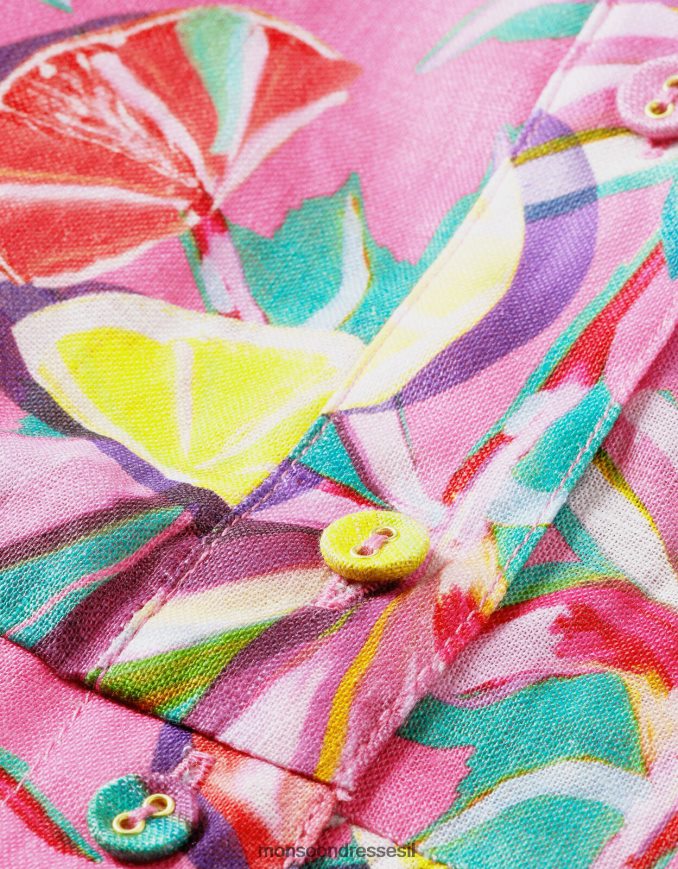 הַלבָּשָׁה Monsoon חליפת משחק בפשתן בהדפס סקוץ' וסודה וָרוֹד נשים HTJ0TZ312