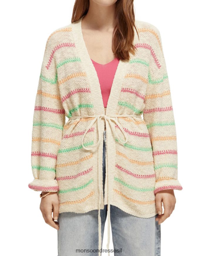 הַלבָּשָׁה Monsoon קרדיגן מותניים עם פסים סקוטש וסודה טִבעִי נשים HTJ0TZ313