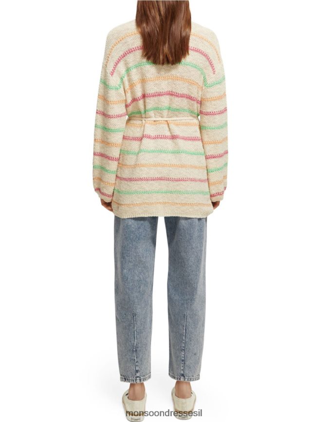 הַלבָּשָׁה Monsoon קרדיגן מותניים עם פסים סקוטש וסודה טִבעִי נשים HTJ0TZ313