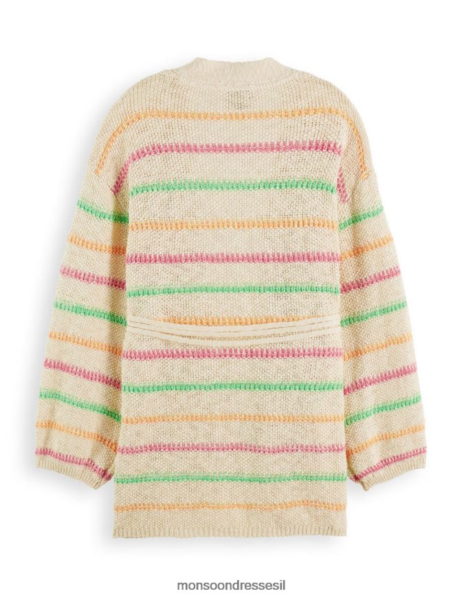 הַלבָּשָׁה Monsoon קרדיגן מותניים עם פסים סקוטש וסודה טִבעִי נשים HTJ0TZ313