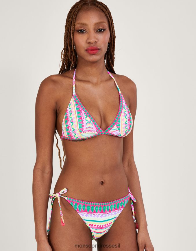 הַלבָּשָׁה Monsoon חולצת ביקיני סרוגה בהדפס פסיפס עם פוליאסטר ממוחזר וָרוֹד נשים HTJ0TZ314