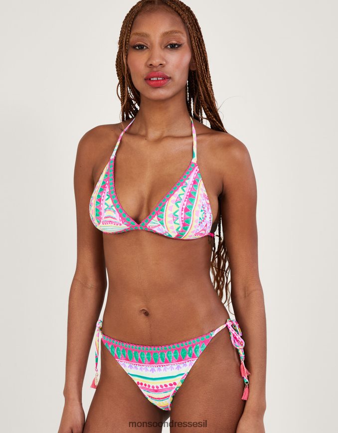 הַלבָּשָׁה Monsoon תחתוני ביקיני בגזרת קרושה בהדפס פסיפס עם פוליאסטר ממוחזר וָרוֹד נשים HTJ0TZ321