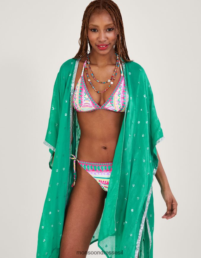 הַלבָּשָׁה Monsoon תחתוני ביקיני בגזרת קרושה בהדפס פסיפס עם פוליאסטר ממוחזר וָרוֹד נשים HTJ0TZ321