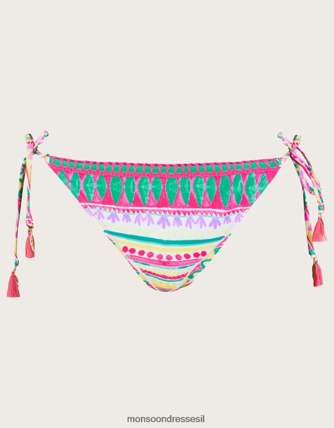 הַלבָּשָׁה Monsoon תחתוני ביקיני בגזרת קרושה בהדפס פסיפס עם פוליאסטר ממוחזר וָרוֹד נשים HTJ0TZ321