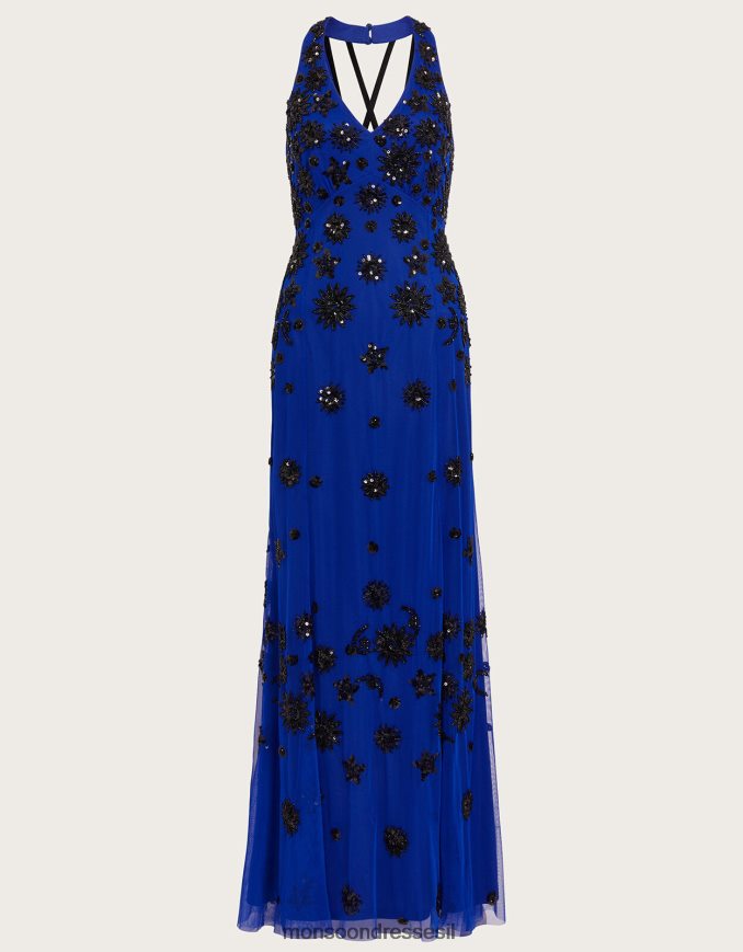 הַלבָּשָׁה Monsoon שמלת מקסי נצנצים רוזה בפוליאסטר ממוחזר כחול (קובלט) נשים HTJ0TZ322