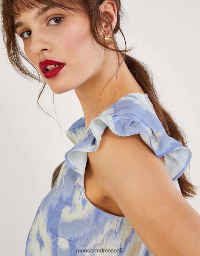 הַלבָּשָׁה Monsoon גופיית פגי איקט בתערובת פשתן כְּחוֹל נשים HTJ0TZ326