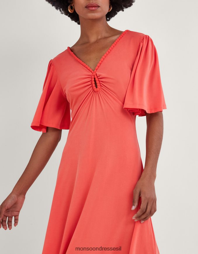 הַלבָּשָׁה Monsoon שמלת חול המנעול עם עיטור פונפון ג'רסי וָרוֹד נשים HTJ0TZ327