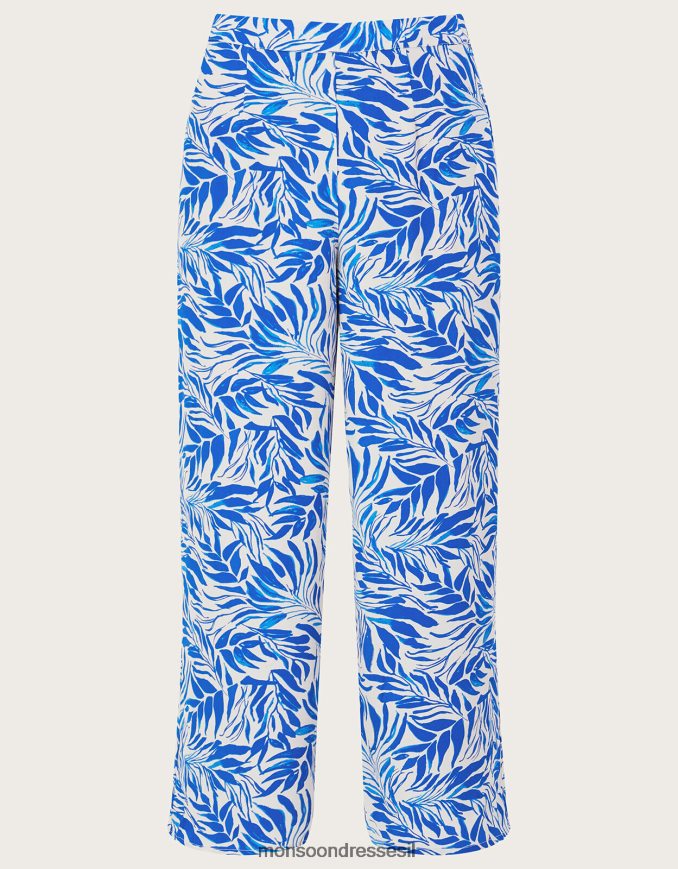 הַלבָּשָׁה Monsoon מכנסי פלורנס לרגליים רחבות בוויסקוזה בר-קיימא כְּחוֹל נשים HTJ0TZ329