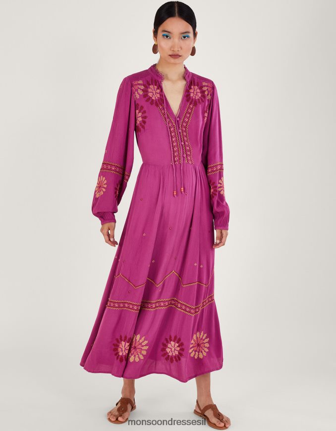 הַלבָּשָׁה Monsoon שמלת תפרים פרחונית וָרוֹד נשים HTJ0TZ33