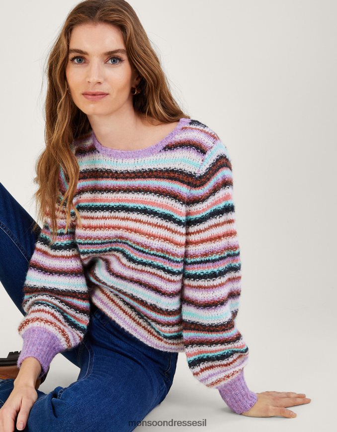 הַלבָּשָׁה Monsoon מגשר פסים עם פוליאסטר ממוחזר סגול (לילך) נשים HTJ0TZ330